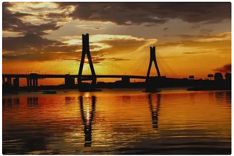 夕陽下的桃花源大橋
