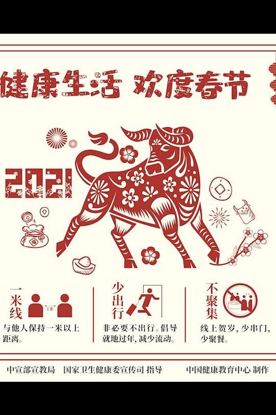 健康生活歡度春節(jié)剪紙海報2