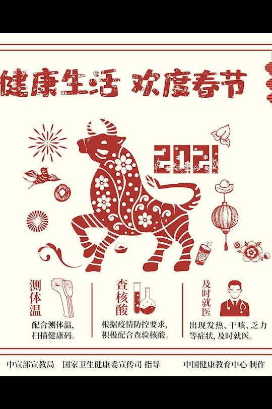 健康生活歡度春節(jié)剪紙海報3