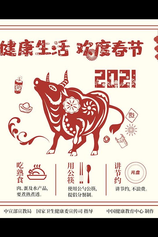 健康生活歡度春節(jié)剪紙海報4